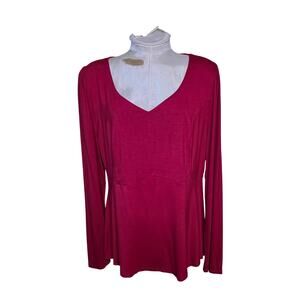 Grace Karin Women's Red NWT Long Sleeve V Neck Top Size 2XL
